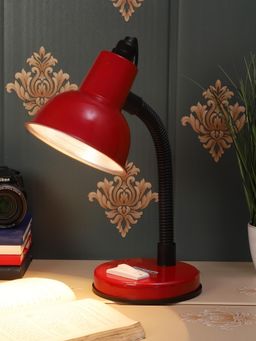 MFD HOME FURNISHING - Stylish Neelam Red Table Lamp With Pen Stand Adjustable