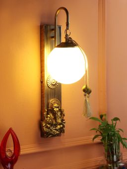 MFD HOME FURNISHING - Ganesh Ji Mosaic Fixture With White Glass