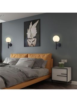 MFD HOME FURNISHING - Capsule Shape Rustic Wall Lamp Black Pack 2