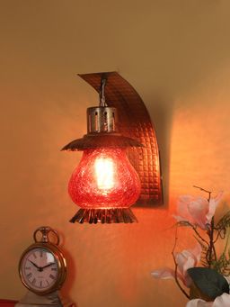 MFD HOME FURNISHING - Red Crack Glass Metal Wall Mounted