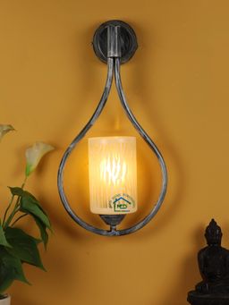 MFD HOME FURNISHING - Bat Design Vintage Wall Sconce Industrial Lamp Fixture 516 Glass Grey