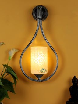 MFD HOME FURNISHING - Bat Design Vintage Wall Sconce Industrial Lamp Fixture 522 Glass Grey