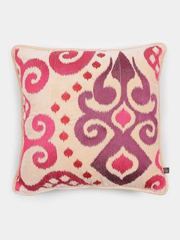 Ritu Kumar - Home Ikkat Pink 1 Piece Cushion and 1 Piece Filler (40.64 x 40.64 cm)