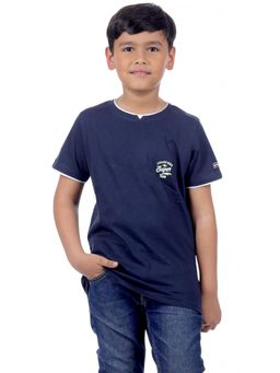 3PIN - Boys Solid Crew Neck Champion Super Team Hd Sticker Print Cotton T-shirt