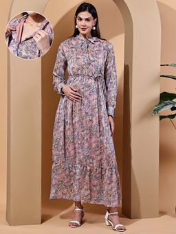 Moms Maternity - Floral Chiffon Lurax Maternity Maxi Dress