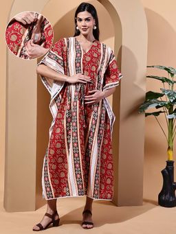 Moms Maternity - Floral Cotton Maternity Kaftan Dress
