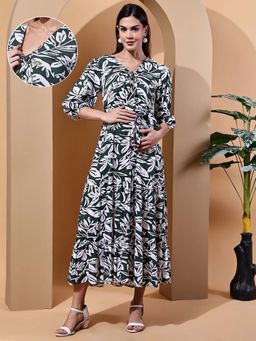 Moms Maternity - Floral Rayon Maternity Maxi Dress