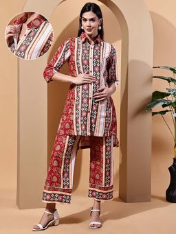 Moms Maternity - Floral Maternity Cotton Kurta With Pant