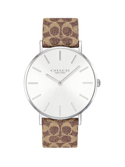 Coach - Perry Qtz Basic Silver White Round Dial Women Watch (14503122) (M)