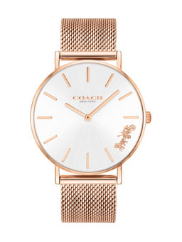 Coach - Perry Qtz Basic Silver White Round Dial Women Watch (14503126) (M)