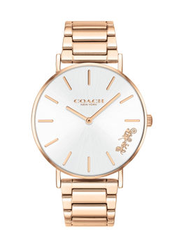 Coach - Perry Qtz Basic Silver White Round Dial Women Watch (14503576) (M)