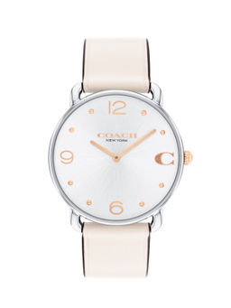 Coach - Elliot Qtz Basic Silver White Round Dial Women Watch (14504200) (M)