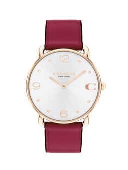 Coach - Elliot Qtz Basic Maroon White Round Dial Women Watch (14504204) (M)