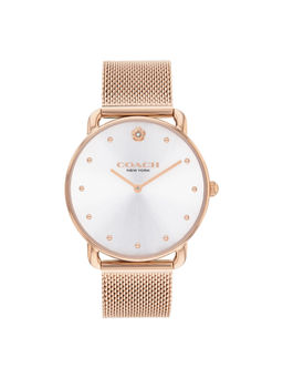 Coach - Elliot Qtz Basic Silver White Round Dial Women Watch (14504209) (M)
