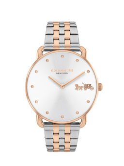 Coach - Elliot Qtz Basic Silver White Round Dial Women Watch (14504293) (M)