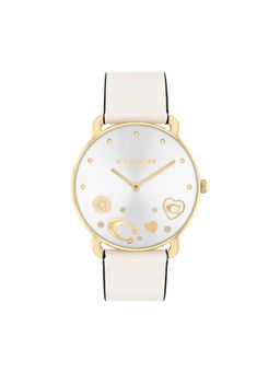 Coach - Elliot Qtz Basic Silver White Round Dial Women Watch (14504294) (M)