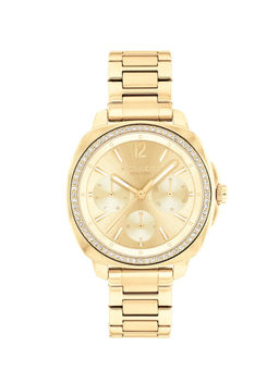 Coach - Kitt Qtz Multifunction Gold Tonneau Dial Women Watch (14504393) (M)