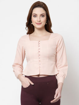 Style Quotient - Nude-Coloured Crepe Top