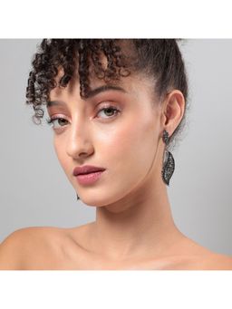 Sohi - Women Embellished Rhombus Swirl Drop Earrings