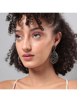 Sohi - Women Embellished Overlay Teardrop Earrings