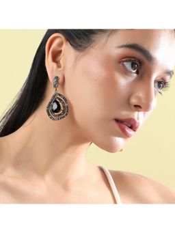 Sohi - Women Embellished Lined Teardrop Earrings