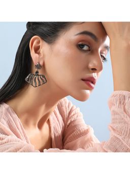 Sohi - Women Embellished Pentagon Swirl Drop Earrings