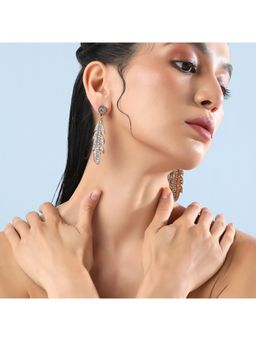 Sohi - Women Stone Lined Leaf Drop Earrings