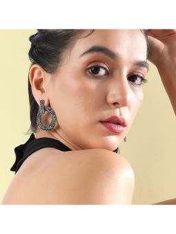 Sohi - Women Clustered Hollow Circular Drop Earrings