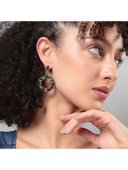 Sohi - Women Stone Hollow Circular Drop Earrings