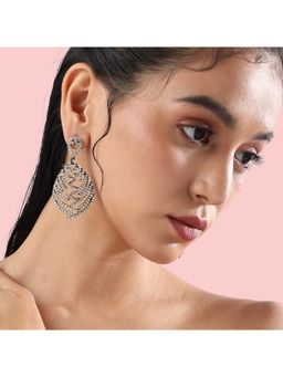 Sohi - Women Embellished Overlay Teardrop Earrings