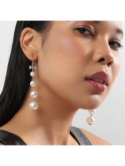 Sohi - Women Bow Pearl Drop Earrings