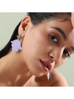 Sohi - Women Contrast Ripple Drop Earrings