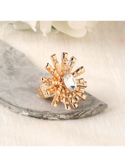 Sohi - Women Crystal Bud Flower Statement Ring
