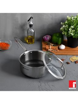 Bergner - Hitech Prism Non-stick Stainless Steel Saucepan With Lid, 16 Cm, Induction Base, Silver (1)