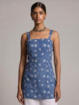 NISHORAMA - Blue Khushi Wide Shoulder Strap Tunic