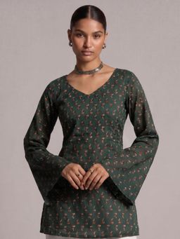 NISHORAMA - Green Hoor Backless Sleeved Tunic