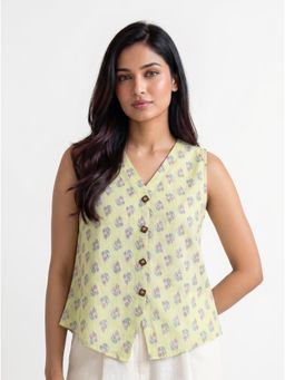 ZNKL - Green Cotton Cut Out Vest Top