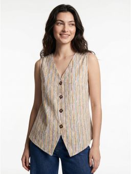 ZNKL - Cream Cotton Cut Out Vest Top