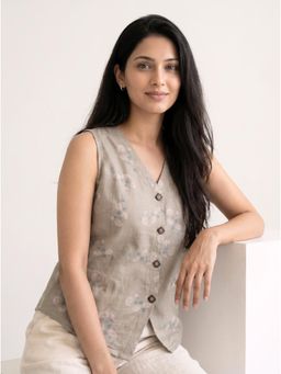 ZNKL - Grey Cotton Cut Out Vest Top