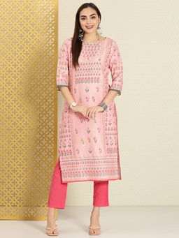 Rama's - Women Pink Floral Printed Rozana Kurta