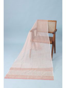 RATAN JAIPUR - Kota Doria Printed Dupatta Peach