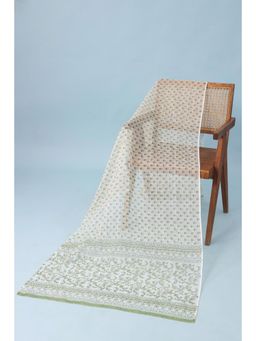 RATAN JAIPUR - Kota Doria Printed Dupatta Green