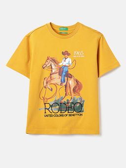 United Colors of Benetton - Yellow Pure Cotton Half Sleeves T-Shirt