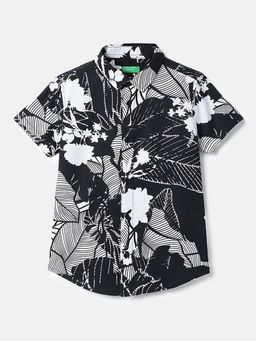 United Colors of Benetton - Black Pure Cotton Half Sleeves Shirt