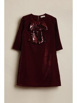 Allen Solly - Maroon Polyester Half Sleeves Dress