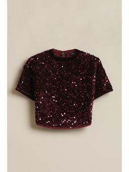 Allen Solly - Maroon Polyester Half Sleeves Top