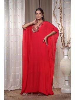 Kanika Verma - Red Flowy Kaftan Dress