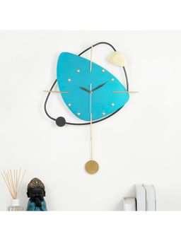 HomeTown - Rhythm Metal Triangular Pendulum Wall Clock in Seagreen Colour