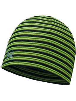 Buff - Unisex Green Polyester Microfiber Reversible Beanie Fluor Stripes