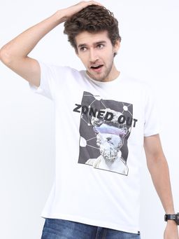 HIGHLANDER - White Cotton Round Neck Slim T-Shirt